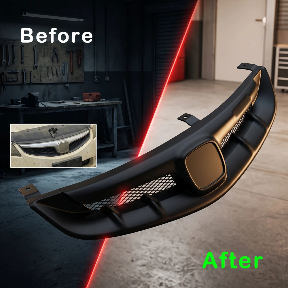 For 2006 2007 2008 2009 2010 2011 Honda Civic FD1 Front Bumper Grille Matte Black Grille Car Exterior Modification Accessories view 6