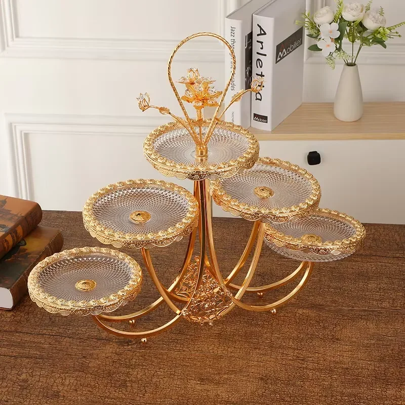JDR retro luxury exquisite lace fruit plate multi-layer household tray, fashionable and elegant snack plate