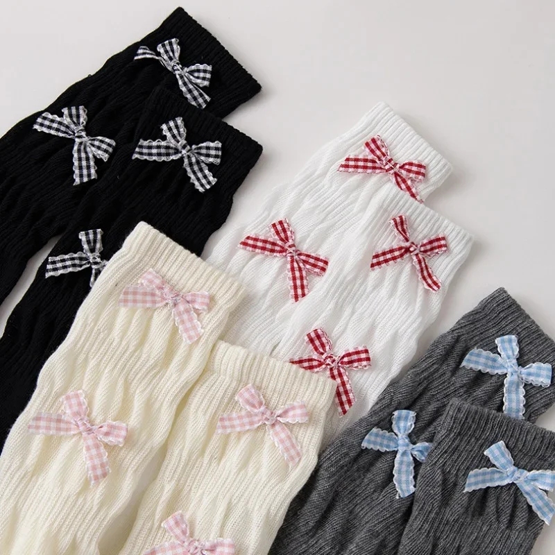 Child Long Socks For Girls Spring Autumn Cotton Bow Children Calf Socks Retro Solid Knee High Baby Kids Girl Elegant Sock 1-12Y view 6
