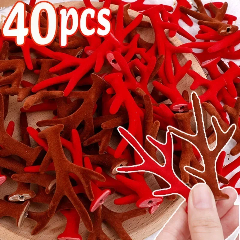 2/40pcs DIY Christmas Red Brown Antler Headdress Deer Horn Tree Branches Headband Accessories DIY Gift Cosplay Photoprops Decor