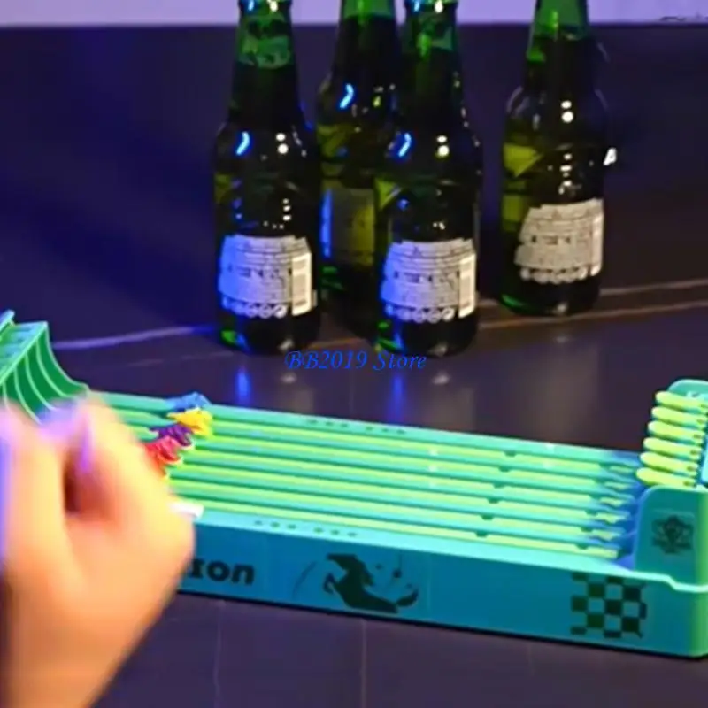 Q0KB Children's Day Gifts Practical Table Game with 6 Horses and Race Chessboard
