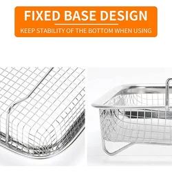 1Pcs Air Fryer Basket for Oven, Stainless Steel Grill Basket, Non-Stick Mesh Basket, Air Fryer Tray Wire Rack Basket