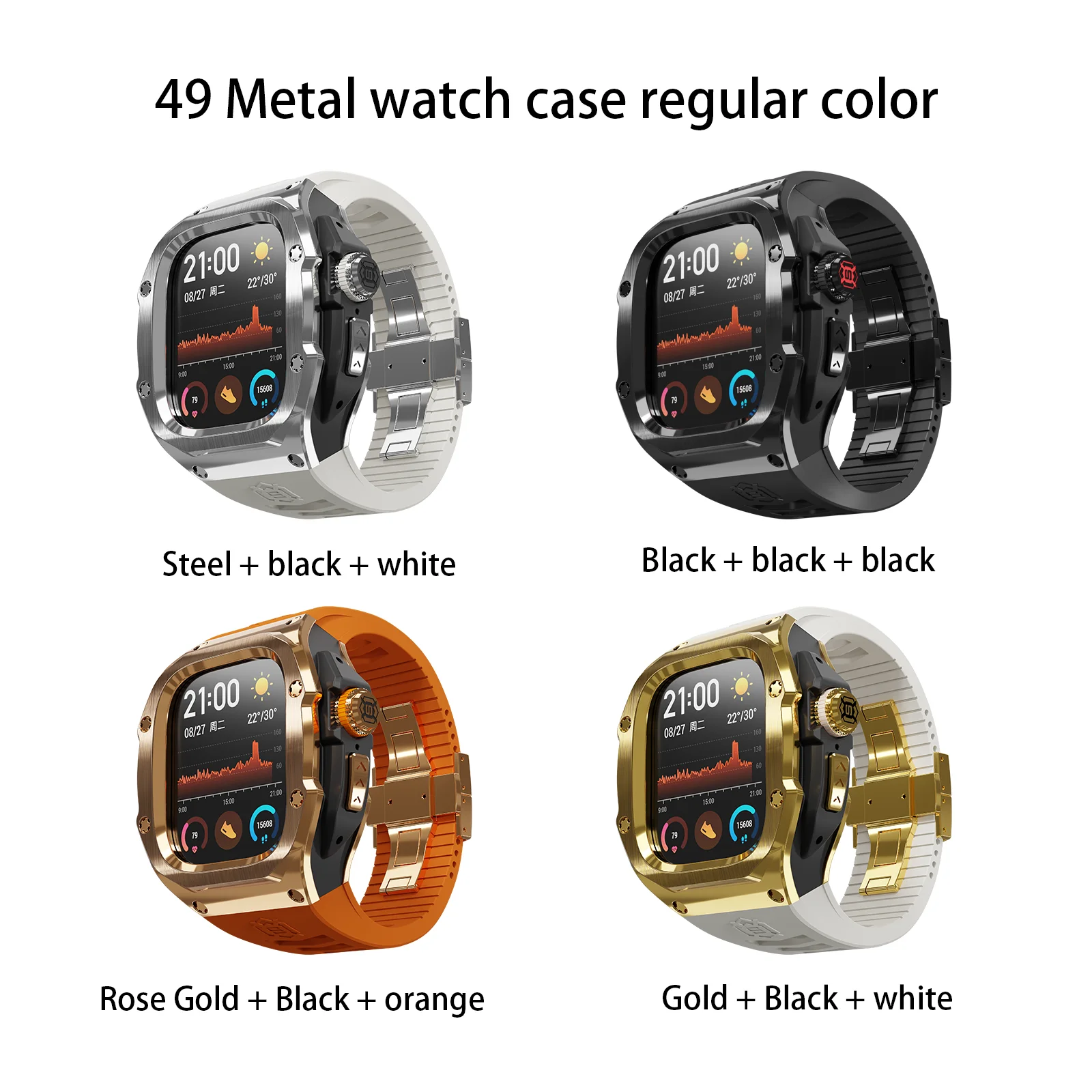 Luxury Modification Kit For Apple Watch Ultra 2 49mm Stainless Steel Case For IWatch stainless Button Sport strap and case