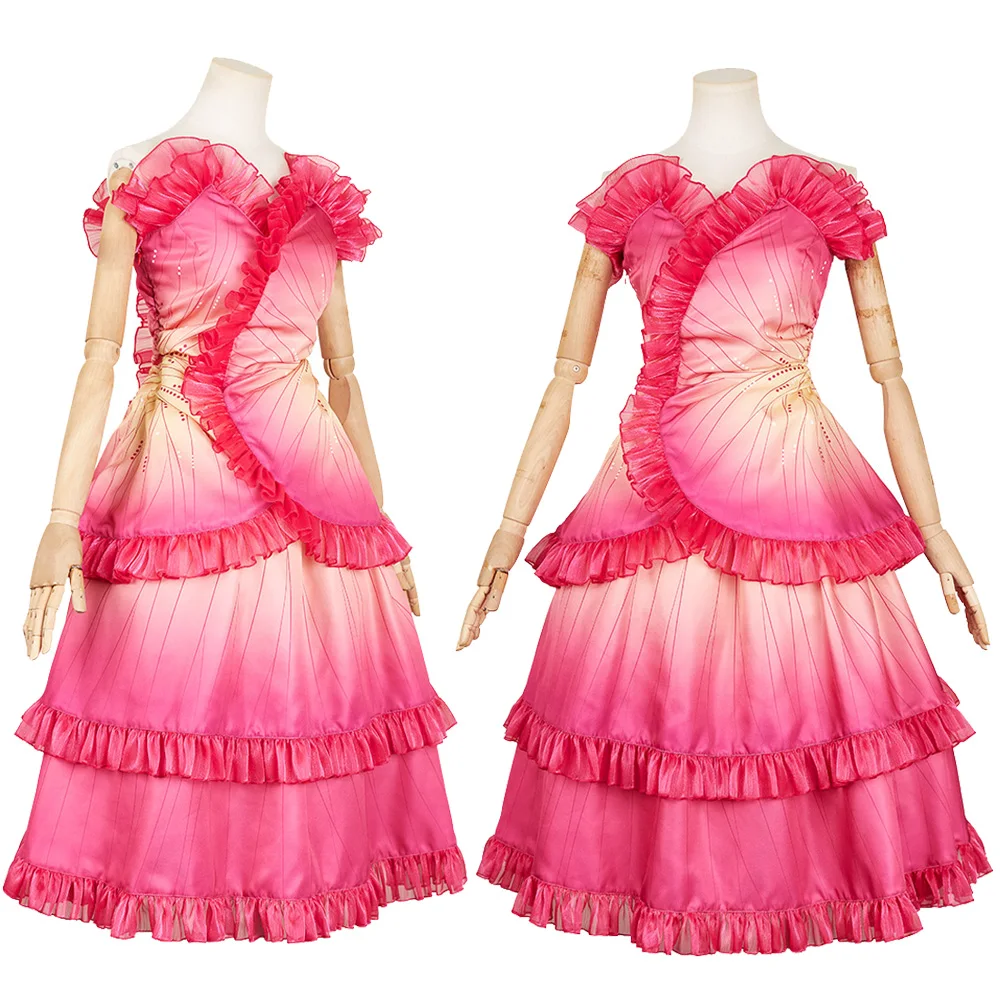 Glinda Pink Red Dress Cosplay Movie Wicked Costume Women Fantasia Bud Skirt Outfits Halloween Female Role Play Ball Dress Suit