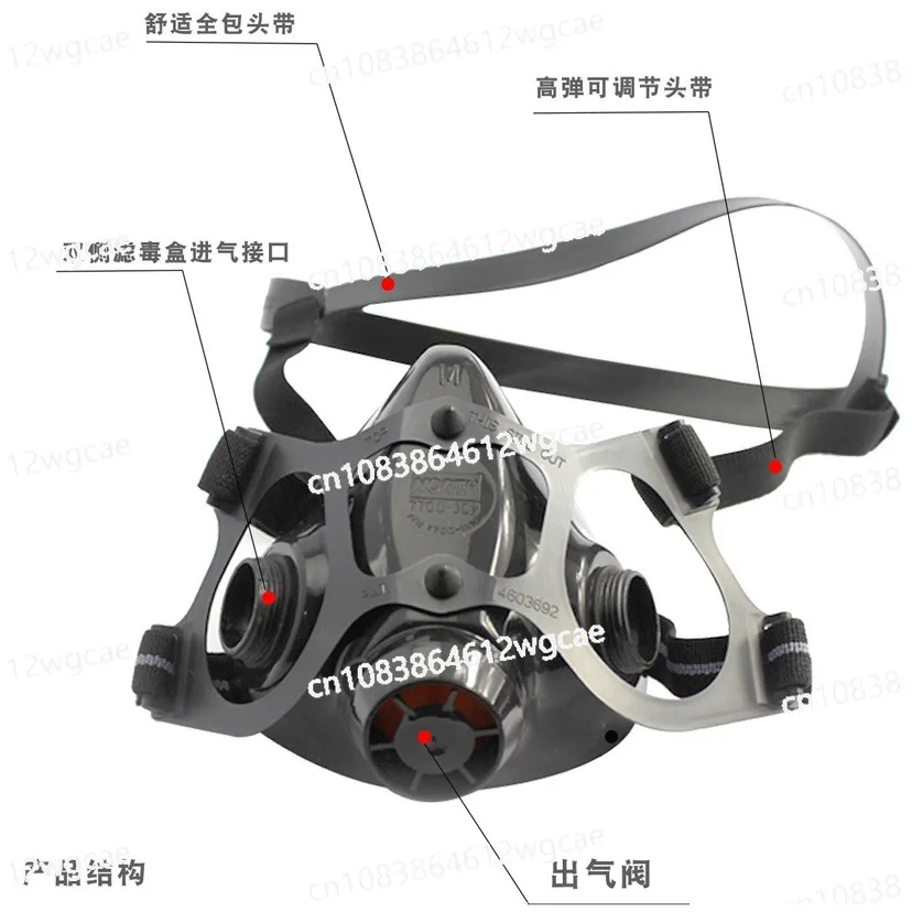 

770030M Double Filter Box Silicone Half Face Mask Breathing, Anti Dust, Poison Chemical Spray Paint Main Mask