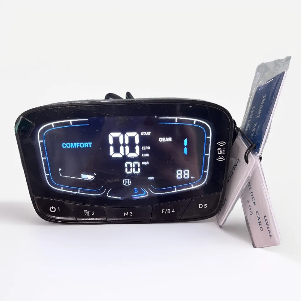 

LIVIAE Waterproof NFC Cards LCD Big Central Screen Display Electric Scooter Speedometer for 48V 52V 60V 72V E Scooter Parts