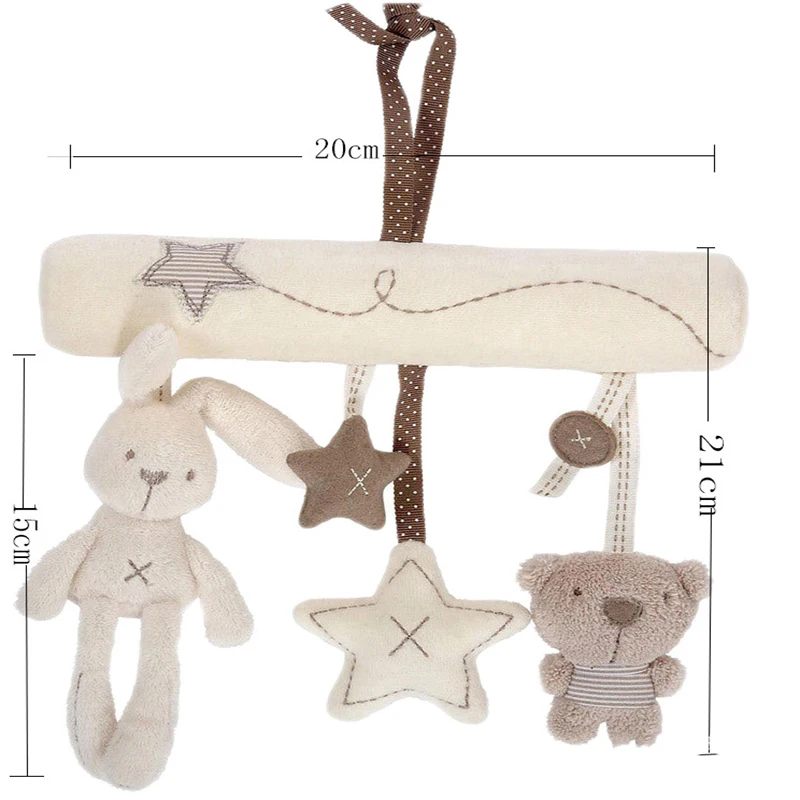 Baby Hanging Rattle Toys Soft Infant Music Plush Activity Crib Stroller Toys Rabbit Bunny Bed Mobile Bell Rattles for Girls Boys