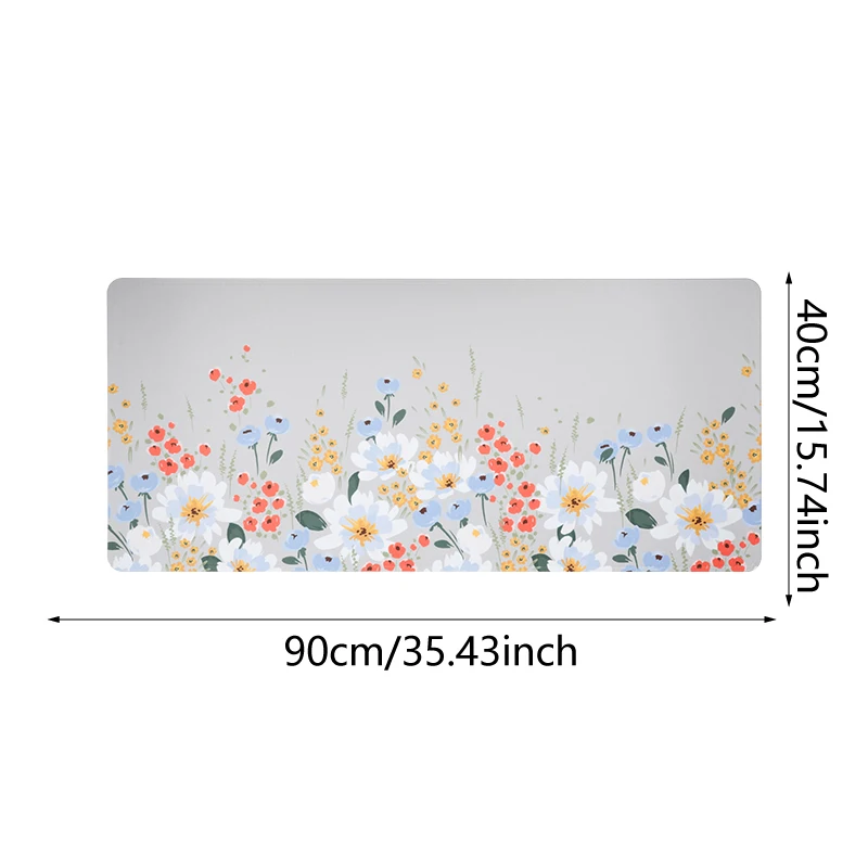 Flower  Mouse Pad, Non-Slip Rubber Base Long Computer Keyboard Mouse Mat for  Office Work ,Home Computer Gaming Pad 90x40cm