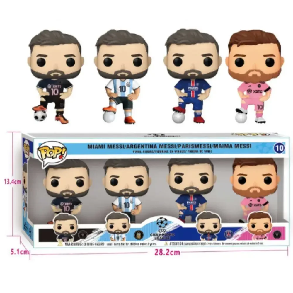 HOT 4Pieces Set Funko Pop Football Star Lionel Messi 10 Vinly Figure Children Decoration Christmas Birthday Gift