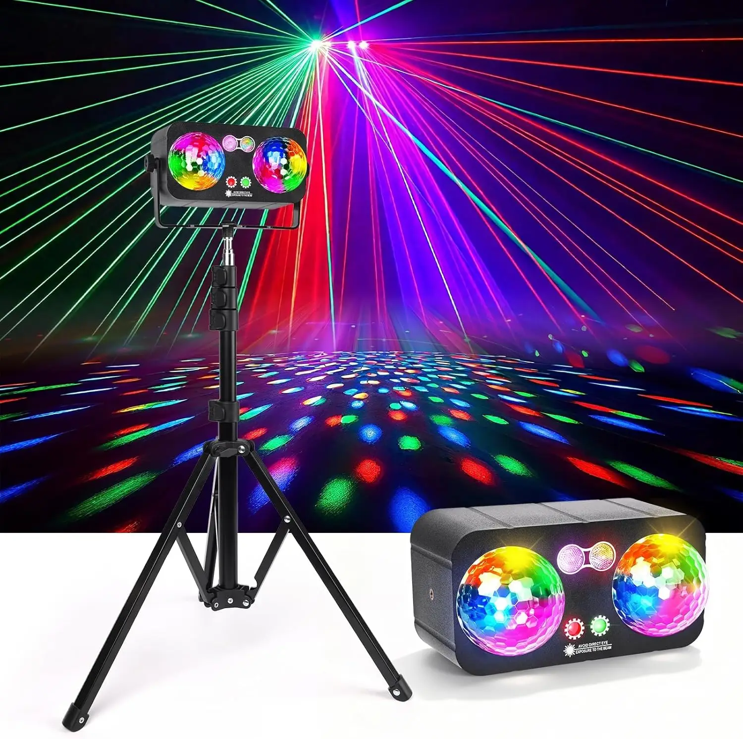Luz LED RGB para DJ, luz de escenario para Fiesta Disco, bola de discoteca 6 en 1 con soporte, barra de fiesta, luz, Control remoto para DJ, KTV Club