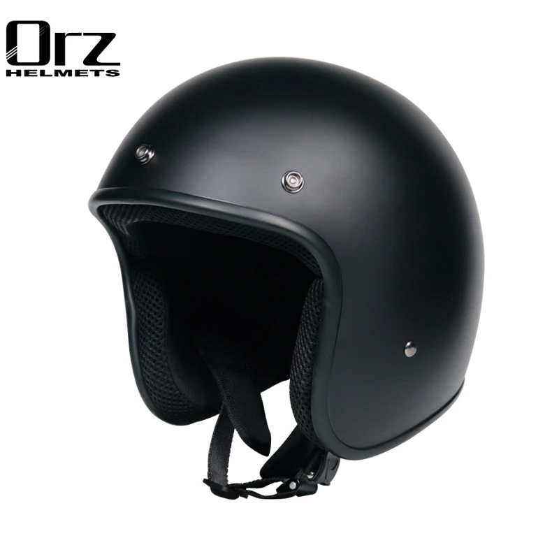 Orz Brand Matte Black Open Face Helmet Retro Style Motorcycle Helmet for Scooter Street Bike Cruiser Motocross Safety Casco Moto