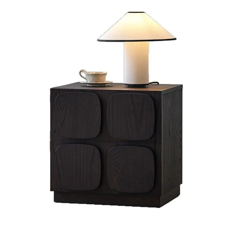 

Premium retro black solid wood bedside table household bedroom chest cabinet TV cabinet antique combination bedside table