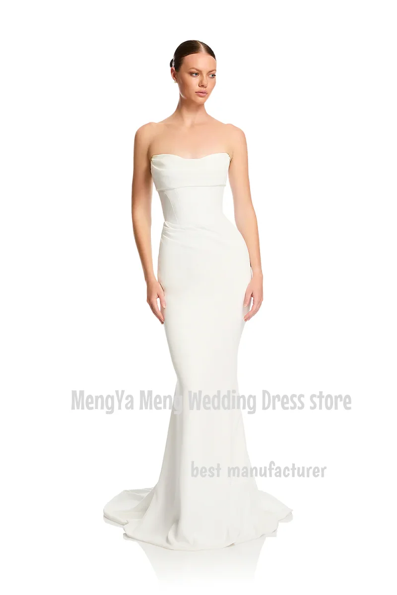 

Simple Satin Wedding Dress 2025 Strapless Mermaid Bridal Dress Elegant Classic Backless Bride Gown Customized vestidos de novia