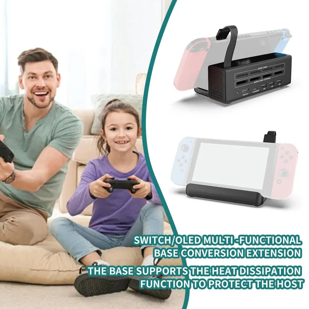 

Многофункциональная Базовая конверсионная док-станция для nintendo Switch NS OLED 4 в 1, игровой кардридер с переключателем и рассеиванием тепла N0W3