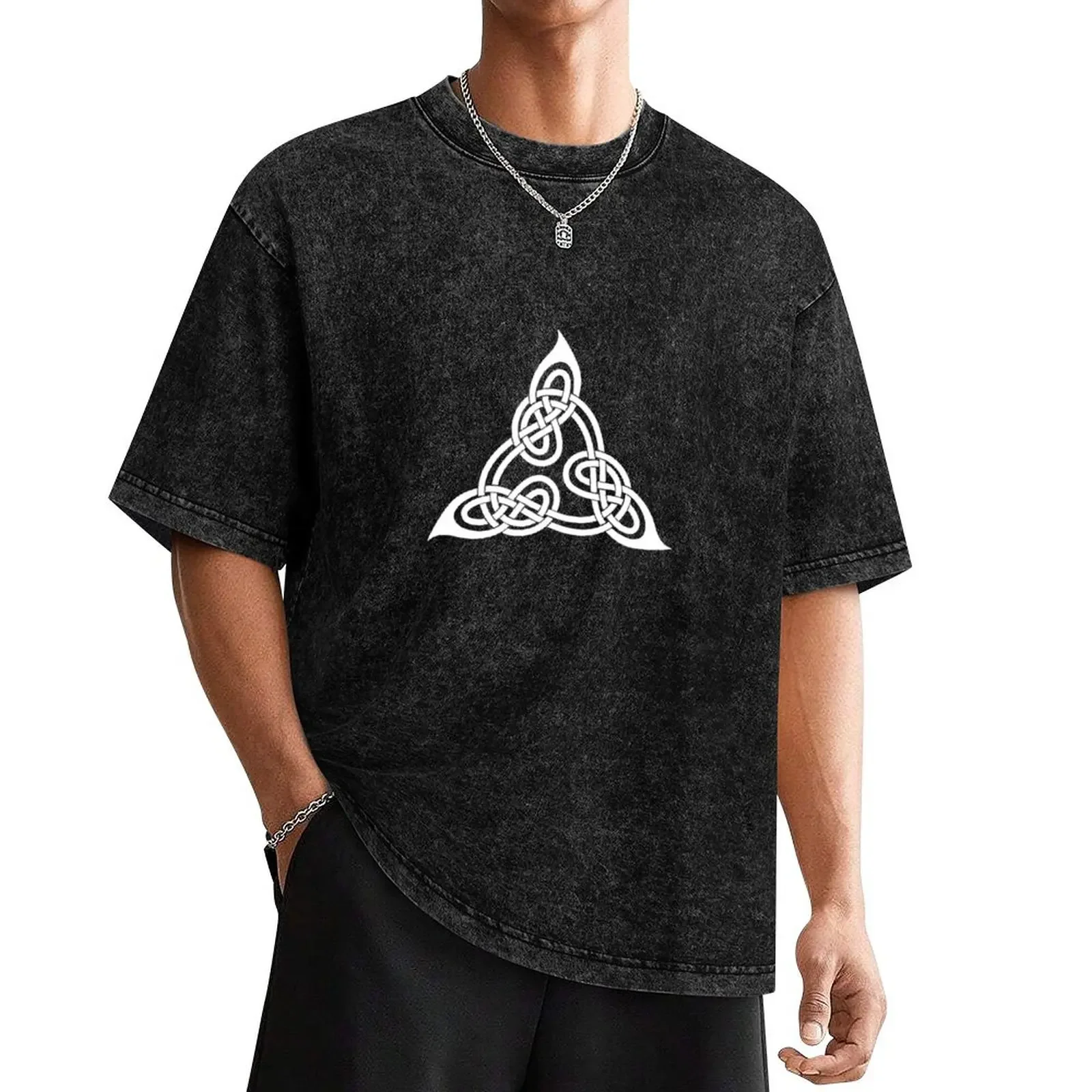 white celtic knot forming a triangle T-Shirt designer shirts anime vintage t shirts mens graphic t-shirts big and tall