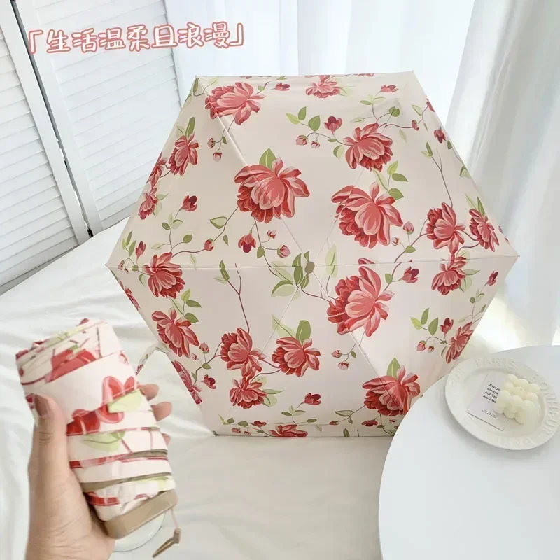 

Mini Sun Umbrella for Women, UV UPF50+ Protection Parasol, Small Compact Portable Pocket Rain Folding Umbrellas for Women