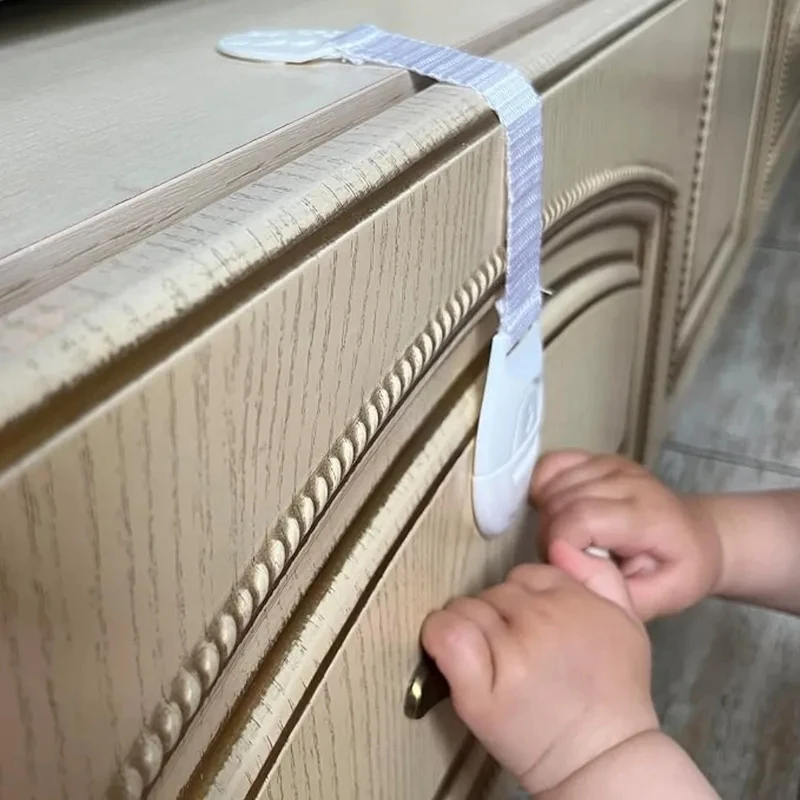 1-100Pcs Kids Safety Cabinet Lock Baby Proof Security Protector Cabinet Door Multi-Functional Ribbon Lock Buckle for Drawers