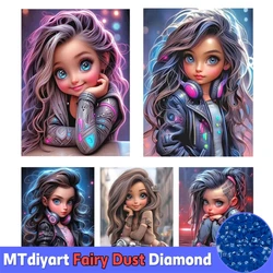 Fairy Dust 5D DIY Diamond Painting Cute Cool Little Girl Mosaic Cross Stitch Full Square Round Drill Kits Home Decor Kids Gifts