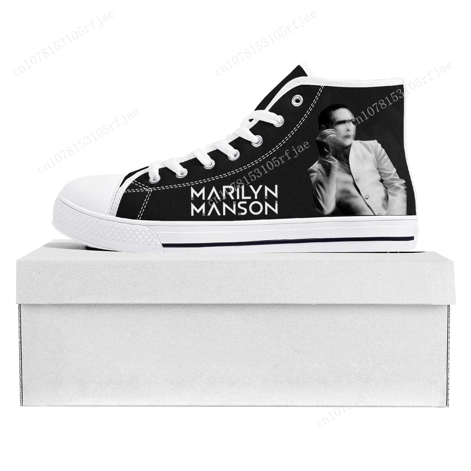 

Rock Band Music Singer Marilyn Manson High Top High Quality Sneakers Mens Womens Teenager Canvas Sneaker Couple Shoe Custom Shoe