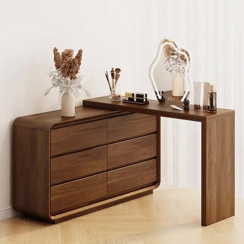 

Bedroom Storage Dressing Table Drawer Wavy Wood Mobile Dressing Table Nordic Luxury Penteadeiras De Maquiagem Room Furniture