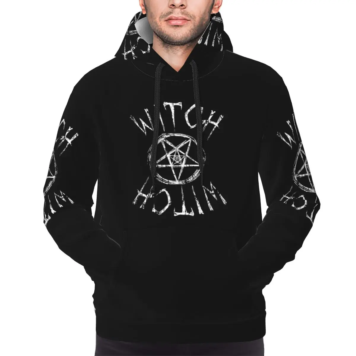 

Distressed Witch In White Hoodie Hip Hop Pullover Autumn Winter Men's Women's Sweatshirts Long Sleeve Tops