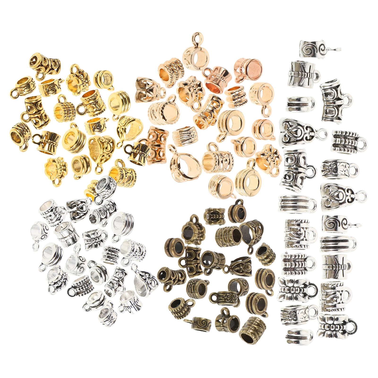 

100pcs Alloy Pendant Accessories Charms Tube Beads Connector Spacer Diy Jewelry Making Necklace Bracelet Components Durable