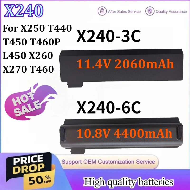 

X240 2060mA/4400mAh for Lenovo ThinkPad L450 L460 L470 P50S T440s T450 T460 T470P T550 T560 W550s X260 45N1125 Laptop battery