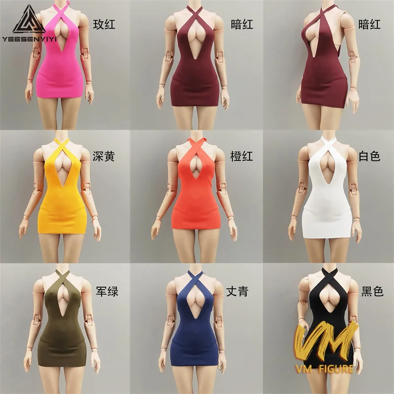 1/6 أنثى عالية تمتد الأشرطة المرنة الرسن الرقبة تنورة صغيرة 6 "BJD دمية الملابس صالح 12" TBL AT210 الجندي عمل الشكل الجسم #4