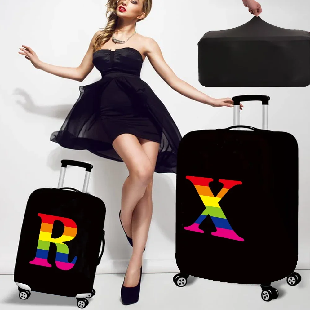 Travel Luggage Cover Suitcase Protective Case Traveling Accessories for 18-32" Trolley Baggage Dust Covers Rainbow Letter Print