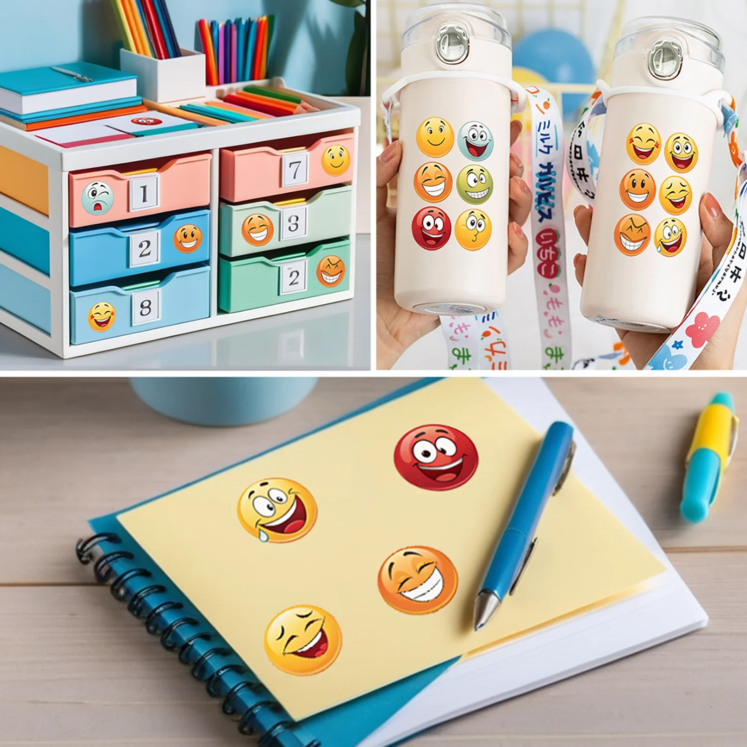 500 قطعة/لفة لطيف مضحك الوجه لصق ملصق 2.5 سنتيمتر/1.0 ''16 تصاميم الشارات Diy بها بنفسك تزين الهدايا مناسبة لتغليف الهدايا المختلفة #4