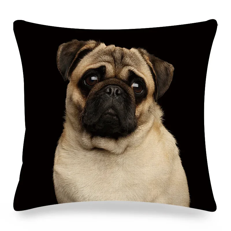 Pug Printed Pillows Cushion Cover 18x18 Inches Linen Pillowslip Home Sofa Car Decoration Throw Pillow Cover Cute Dogs Pillowcase