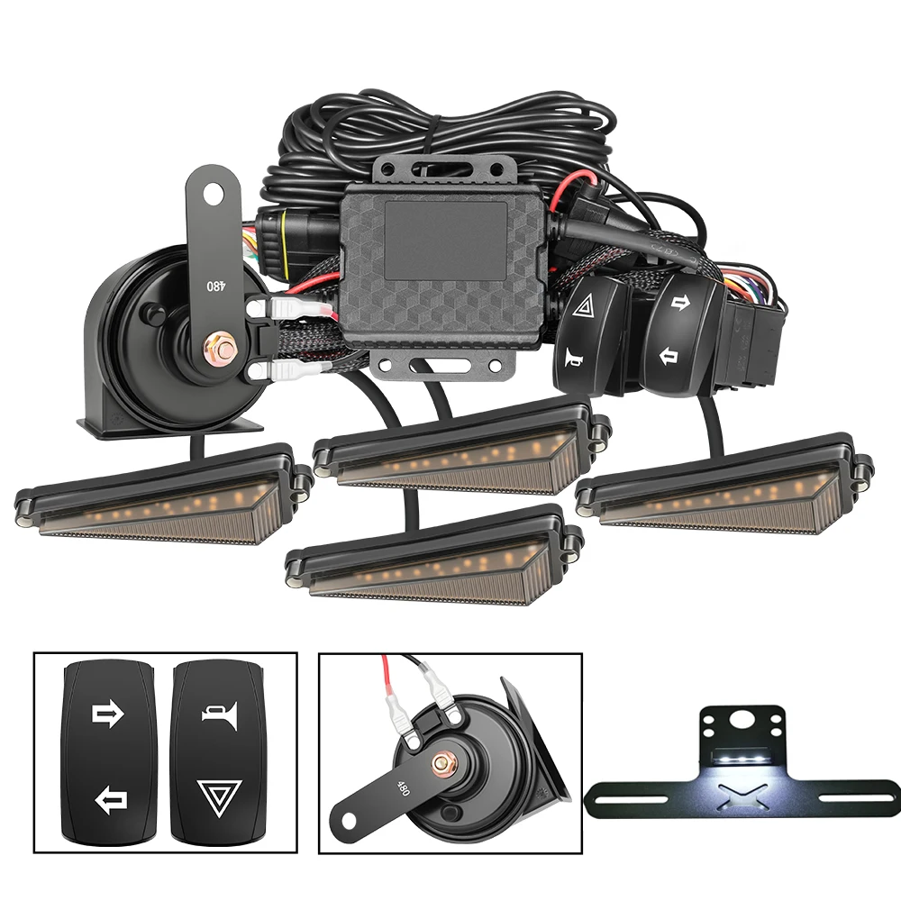 Universal UTV Turn Signal Street Legal Kit ATV UTV License Plate Holder with Light, ATV UTV License Plate Holder with Light