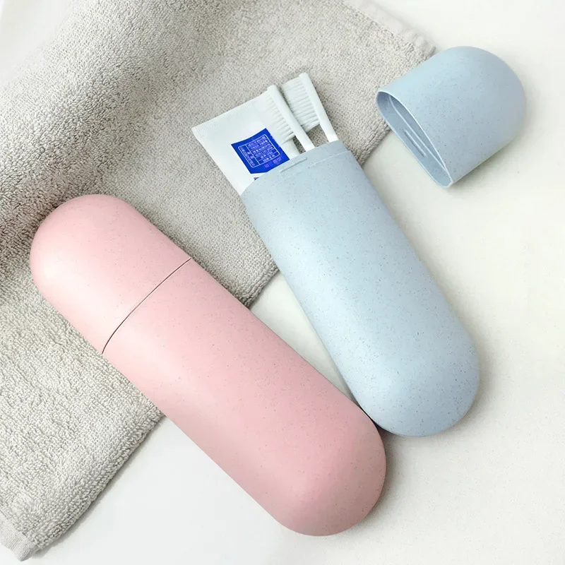 Portable Toothbrush Holder Travel Toothpaste Toothbrush Organizer Box Protect Cover Wheat Straw Toothpaste Dust Storage Case