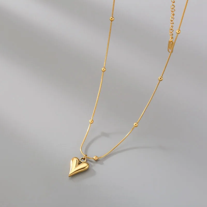 

Fashion 18k Yellow Gold Plated Necklace for Women Ladies Love Heart Pendant Clavicle Chain Valentine Day Birthday Gifts Not Fade