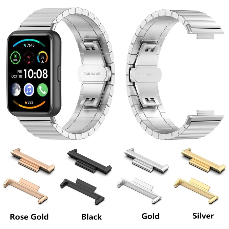 2PC Metal Connector For Watch Fit 2 Stainless Steel Strap Adapter/Silicone Strap Metal Connector