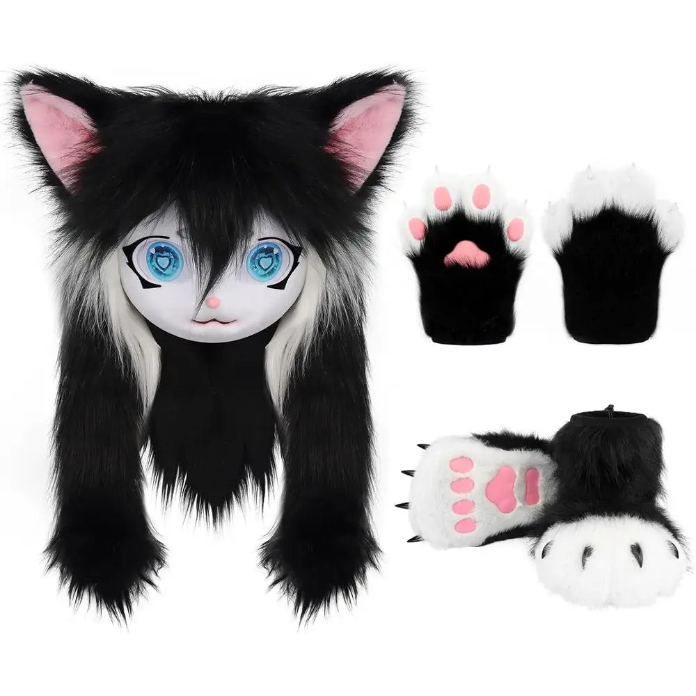 

Костюм для Хэллоуина COSYEARS: Перчатки-лапки кошки, костюм-человек-пес, маска животного, аксессуары для маскарада