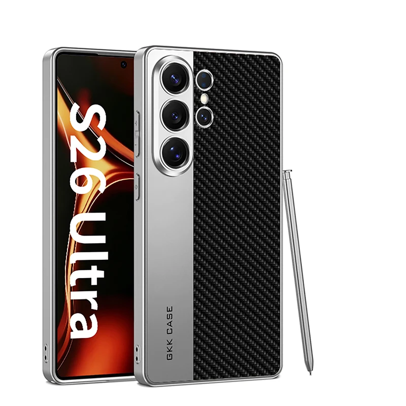 For Samsung Galaxy S26 Ultra S25 S24 Case Luxury Ultra Thin Electroplate Leather Soft Silicone Shockproof Back Cover Accessories