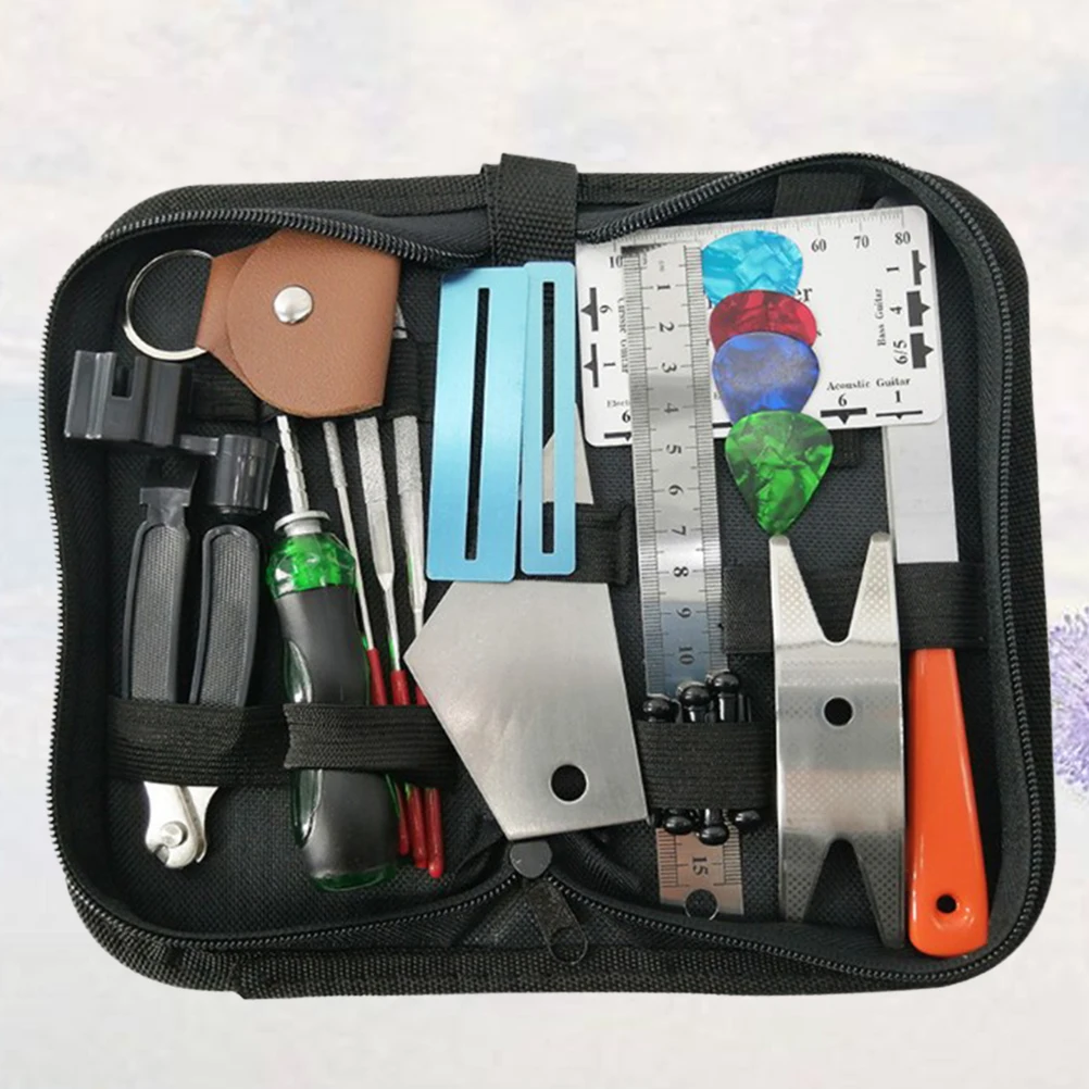 

24Pcs Guitar Repair Tools Kit Guitar String Cutter Leveling Ruler Fret File Fingerboard Guard for Electric Classical Bass
