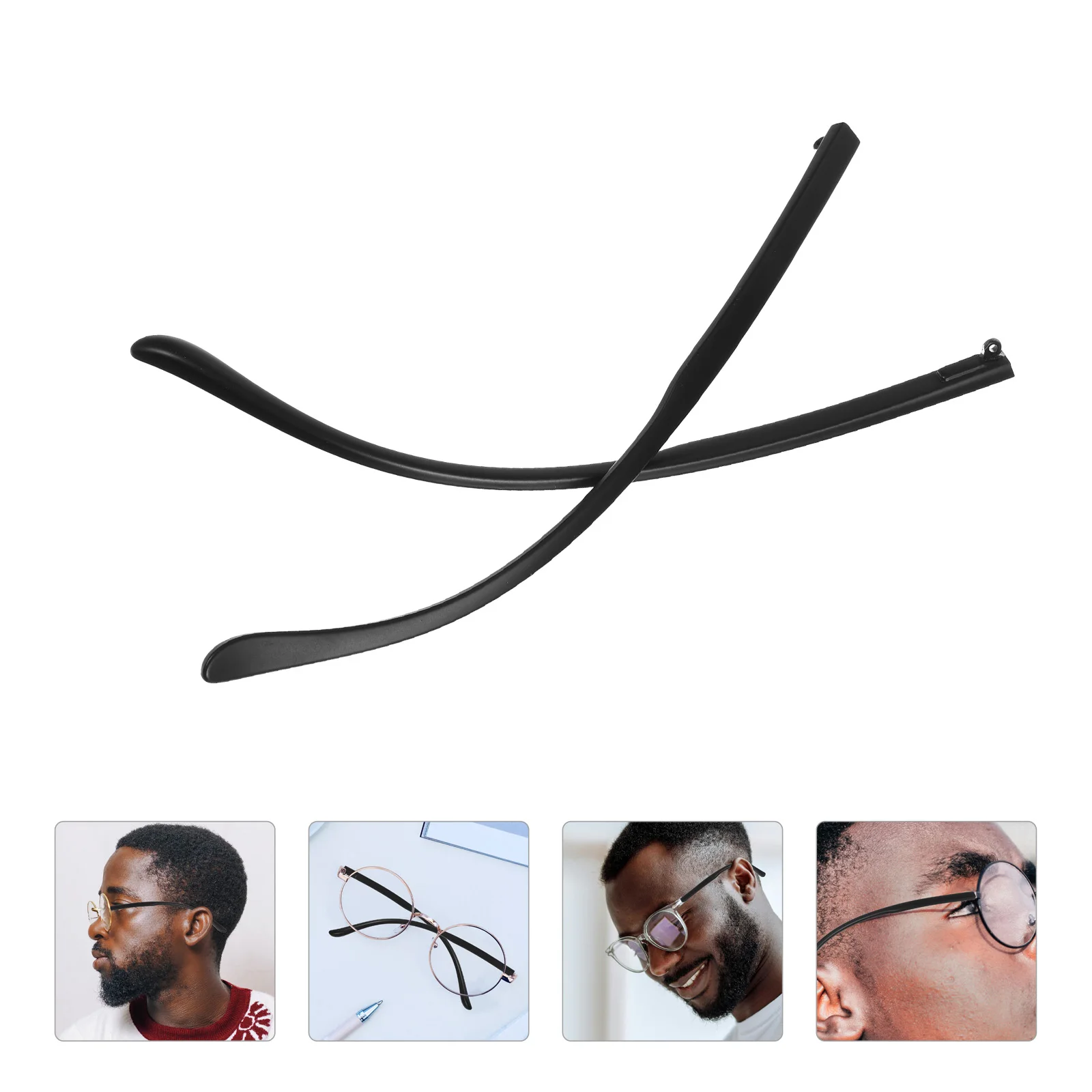 

1 Pair Black Flat Tooth Eyeglasses Legs Lightweight Glasses Arm Replacement TR90 Temple Accessories for Repair