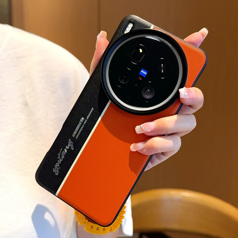 Night Lightning Fluorescent Line Two-pigment Leather Case For VIVO X200 Pro 200 pro mini X100S Pro X100 Ultra Lens Protect Cover