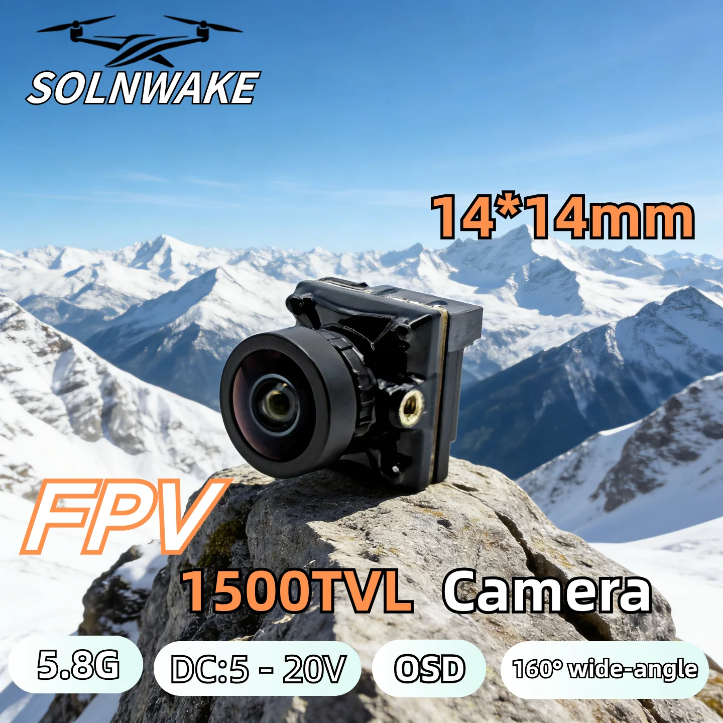 

Мини-камера SLONWAKE 1/3 CMOS 1500TVL для FPV, 14*14 мм, питание 5В-20В, PAL/NTSC, с OSD, внутренняя регулировка, для гоночных дронов 5.8G RC