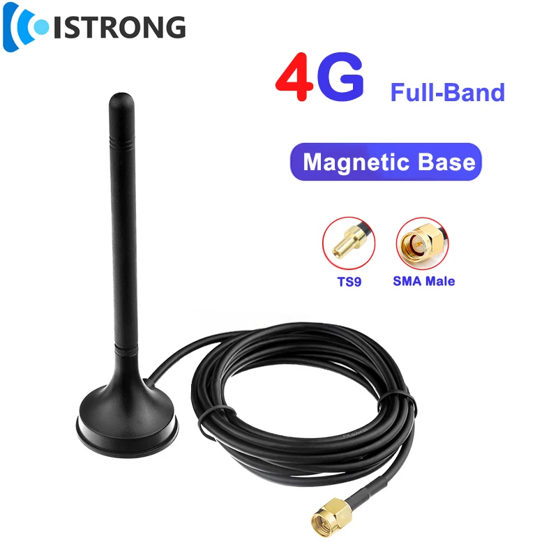 

Outdoor 4G 3G GSM Full-band Sucker Antenna TS9 SMA Male 3.5dBi 700-2700MHz Amplifier for Router Modem Signal Booster Copper Rod