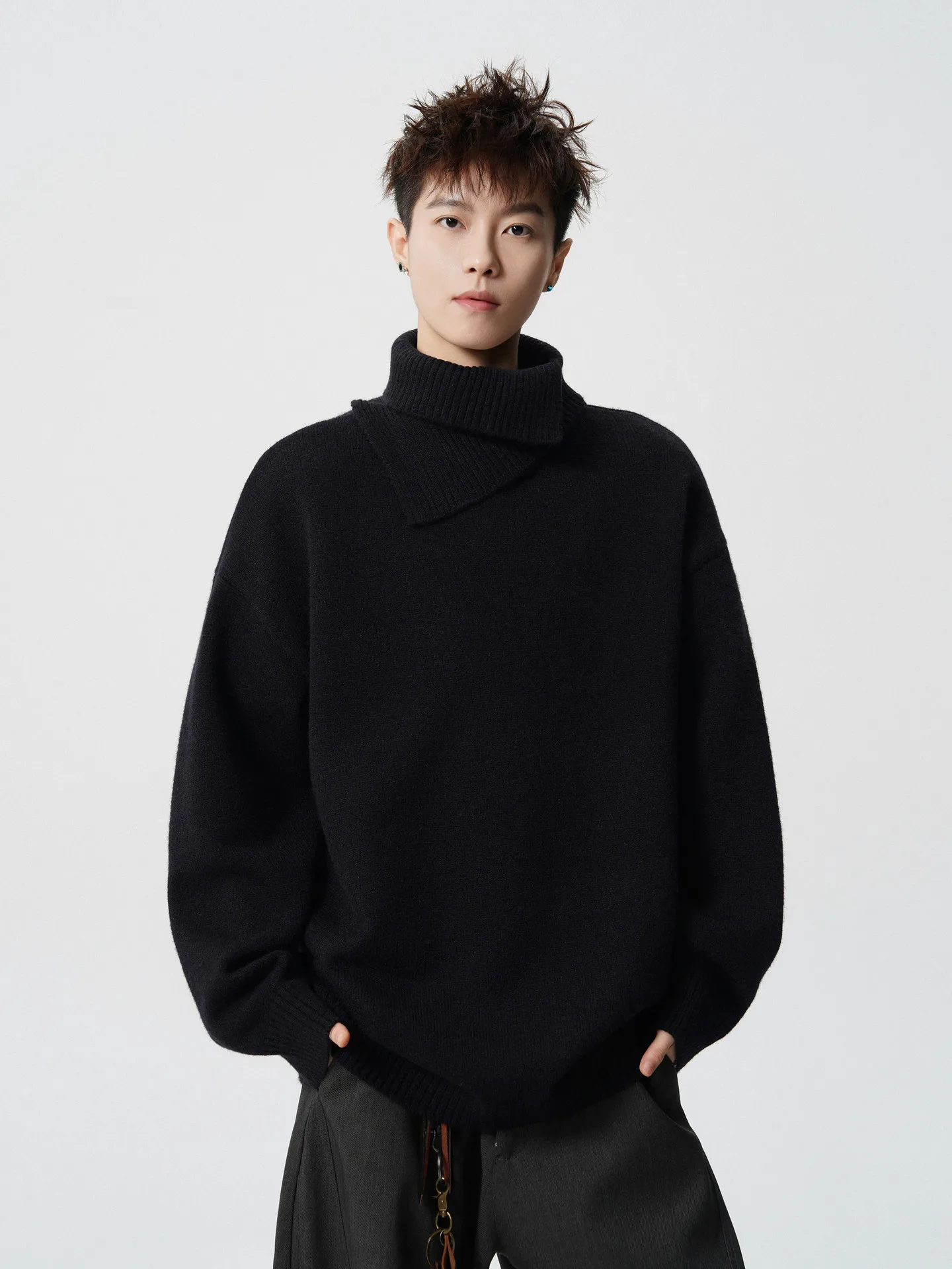 

Fur Collar Pullovers European Mens Cable Knit Norwegian Winter Holiday Cultural Traditional Heavyweight Warm Cozy Protection Top