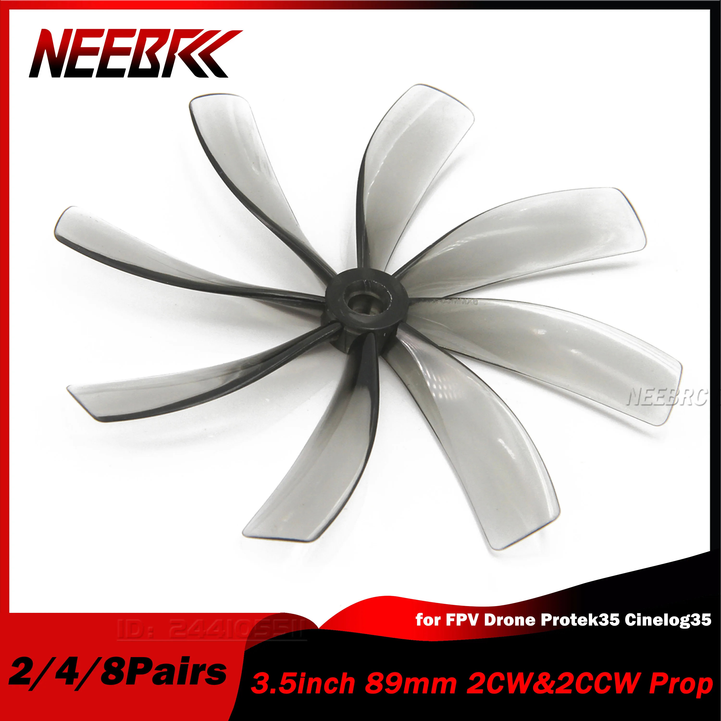 2/4/8Pairs NEEBRC 3.5inch 89mm 8-Blade 2CW&2CCW PC Propeller for FPV Racing Drone Freestyle Protek35 Cinelog35 Cinewhoop Duct