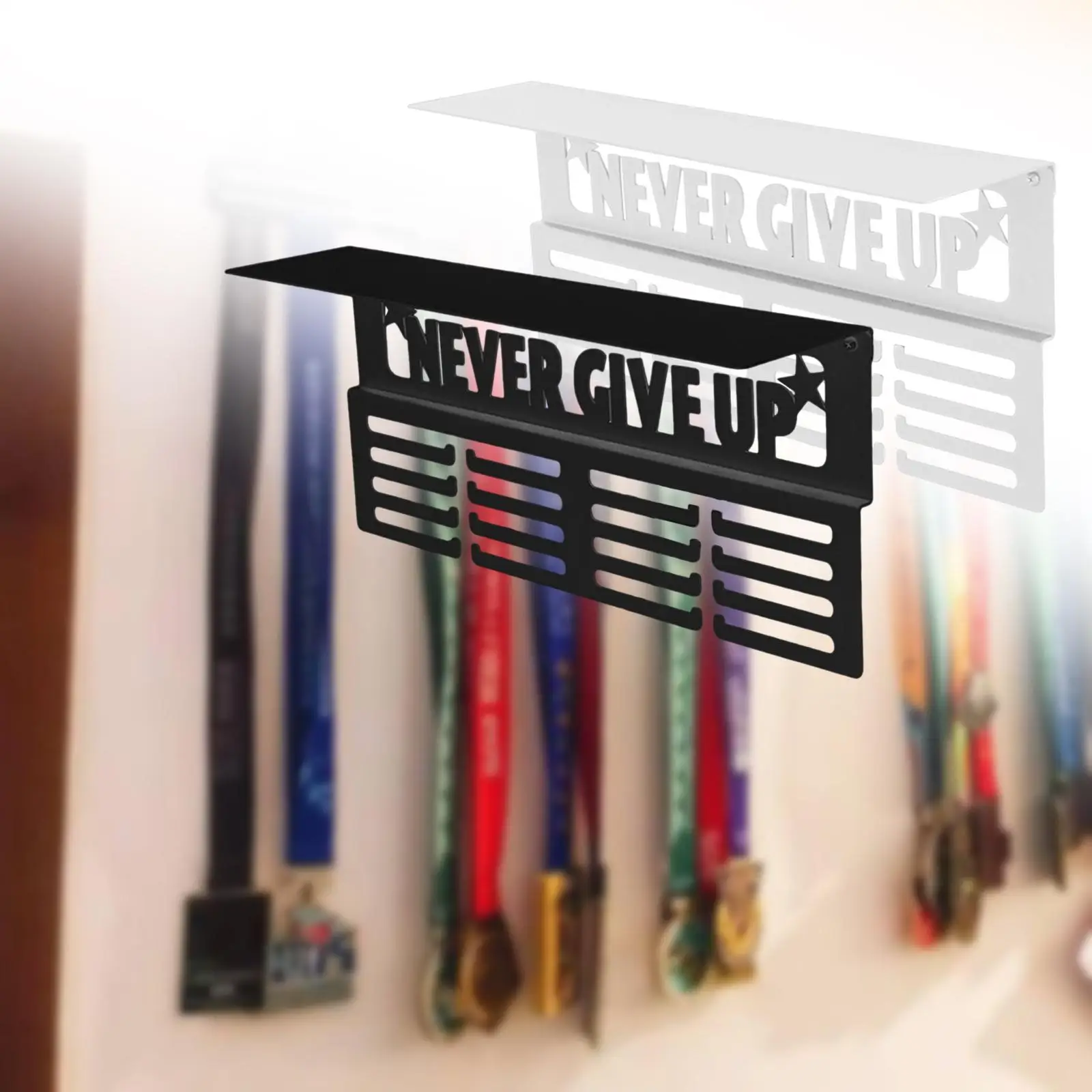 Medal Hanger Display with Shelf Wall Mounted Sport Awards Holder Baseball Volleyball Trophy Shelf Home Decoration ﻿