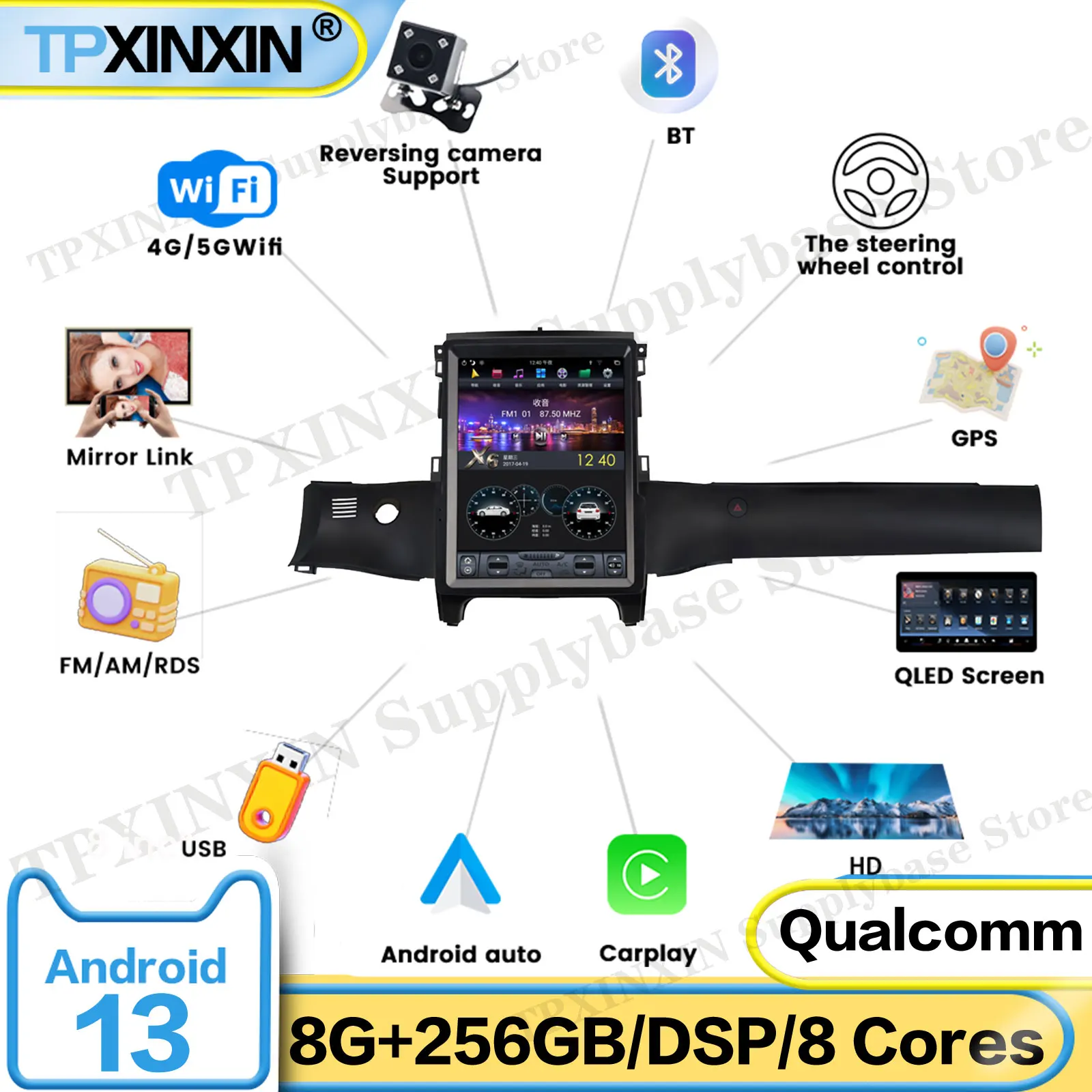 

Intelligent Qualcomm Car Radio With Carplay Android 13 Screen For Ford Ranger 2018-2020 GPS Navigation Upgrade IPS Head Unit