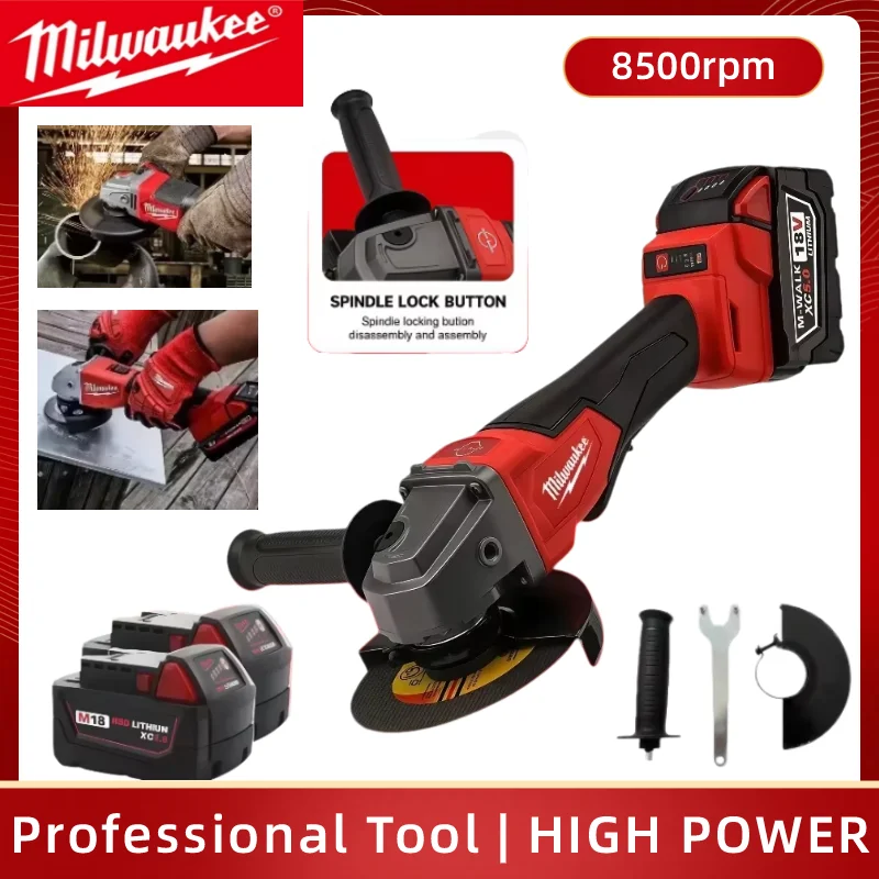 Milwaukee 125mm Brushless Cordless Angle Grinder, No-Lock Paddle Switch, Cutting Polishing Power Tool 18V