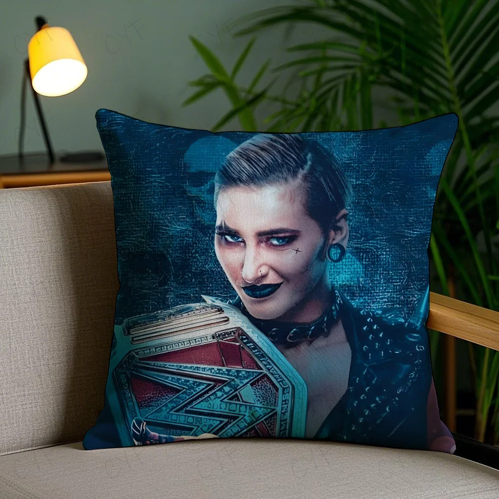 المصارعة R-Rhea R-Ripley كيس وسادة مكافحة الغبار المخدة غير مرئية سستة حريري قصير أفخم غطاء وسادة أريكة #5