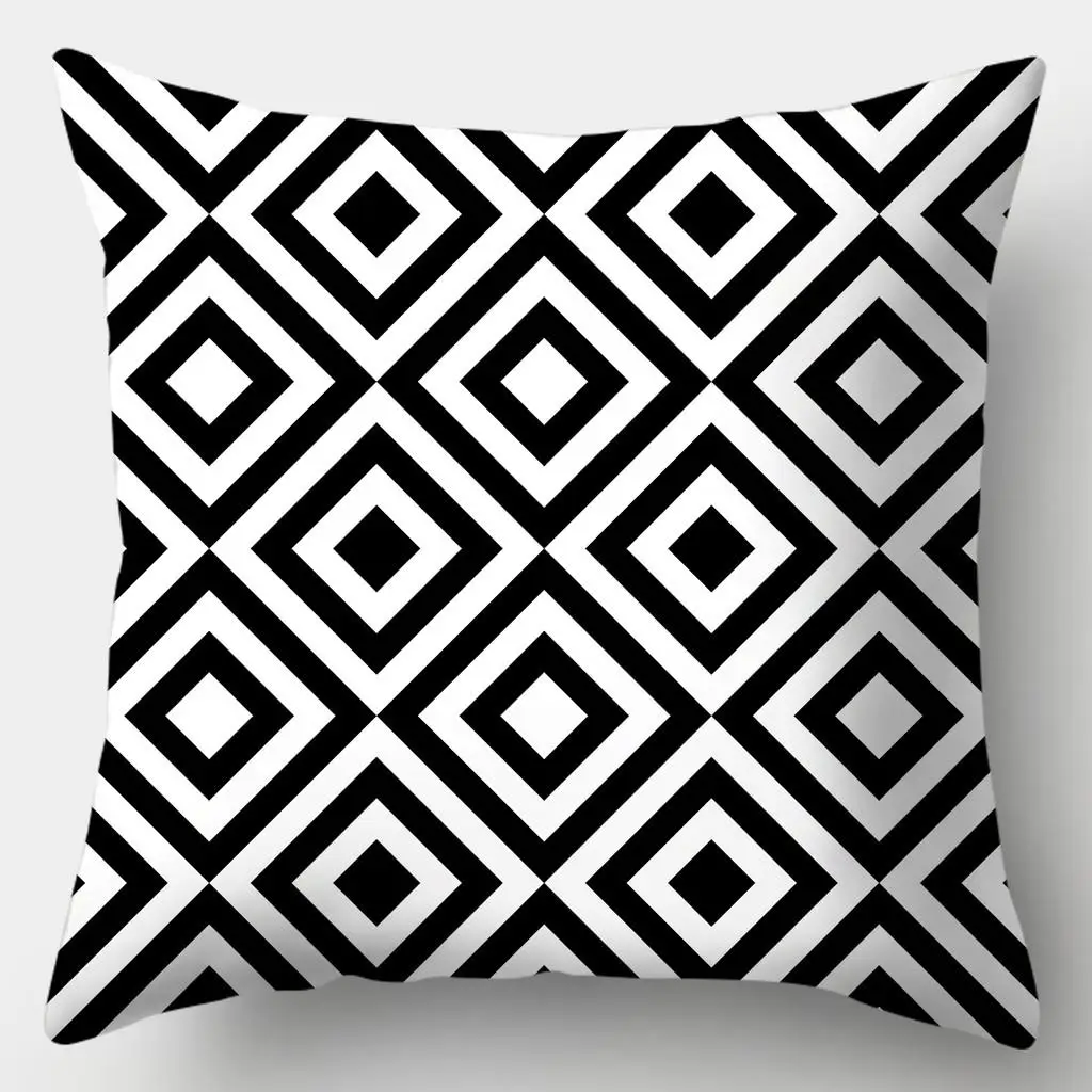 Black and White Series Pillowcase Sofa  Simple Home Style Cushion Cover Bedroom Living Room