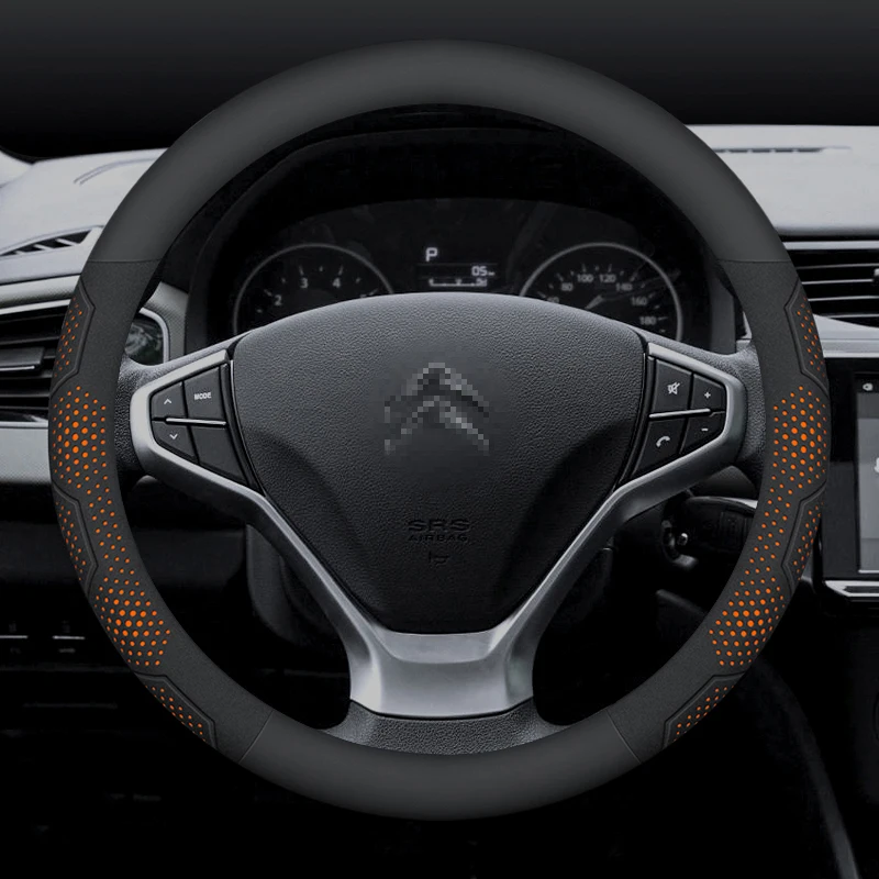 For Citroen C1 C2 C3 C4 C5 C6 VTS Xsara C-Crosser Berlingo Jumpy Carbon fiber Suede Car Steering Wheel Cover Auto Accessories - view 6